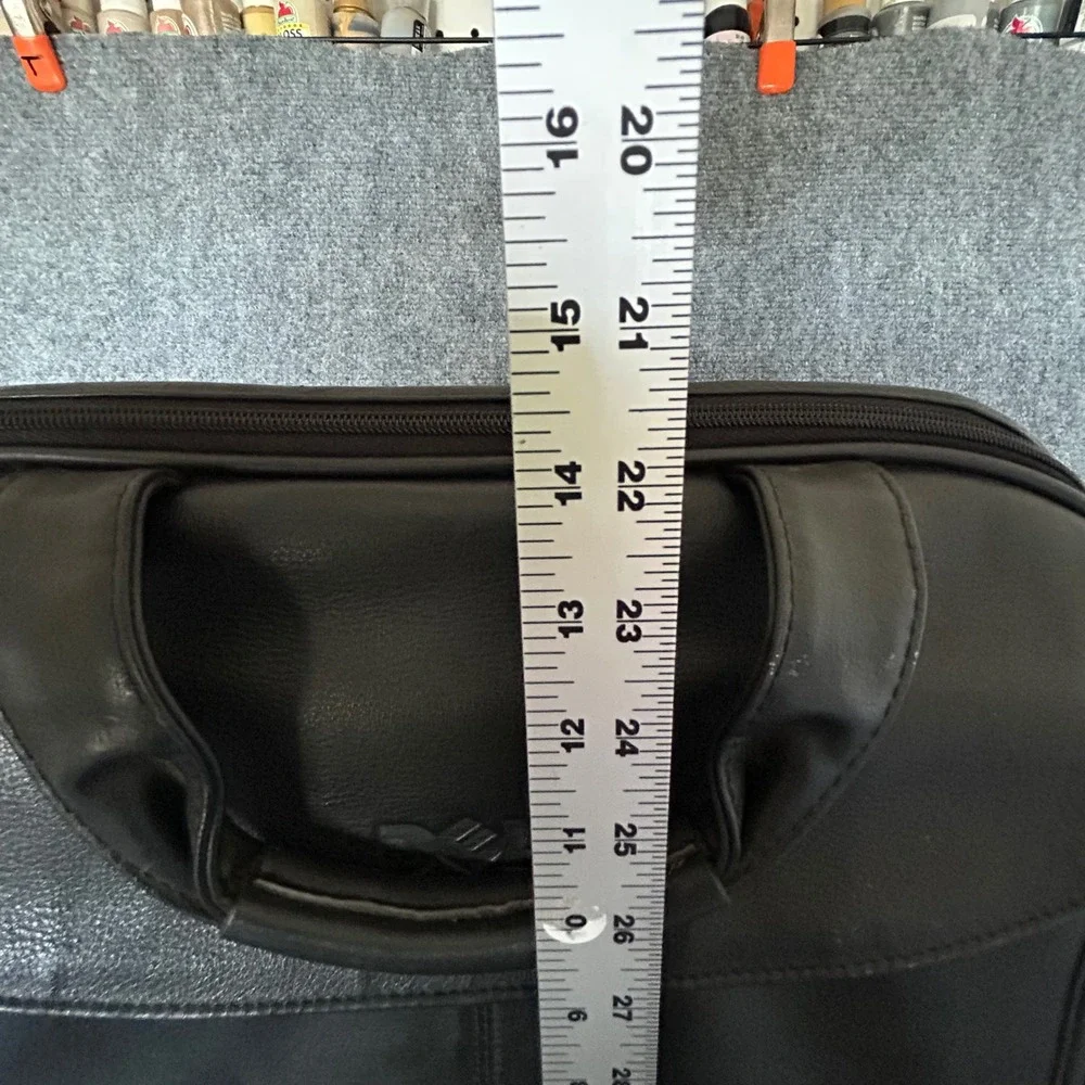 Dell Black Leather Laptop Briefcase Messenger Bag Business Travel Case